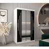šatní skříň abi y1 s posuvnými dveřmi se zrcadlem - šířka 120 cm černá + bílá