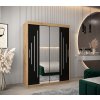 šatní skříň abi y1 s posuvnými dveřmi se zrcadlem - šířka 150 cm dub artisan + černá