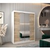 šatní skříň abi y1 s posuvnými dveřmi se zrcadlem - šířka 150 cm dub sonoma + bílá