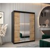šatní skříň abi y1 s posuvnými dveřmi se zrcadlem - šířka 150 cm dub artisan + černá