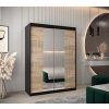 šatní skříň abi y1 s posuvnými dveřmi se zrcadlem - šířka 150 cm dub sonoma + černá