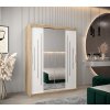 šatní skříň abi y1 s posuvnými dveřmi se zrcadlem - šířka 150 cm dub sonoma + bílá
