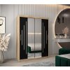šatní skříň abi y1 s posuvnými dveřmi se zrcadlem - šířka 150 cm dub sonoma + černá