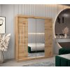 šatní skříň abi y1 s posuvnými dveřmi se zrcadlem - šířka 180 cm dub artisan