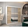šatní skříň abi y1 s posuvnými dveřmi se zrcadlem - šířka 180 cm dub sonoma + bílá