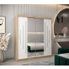 šatní skříň abi y1 s posuvnými dveřmi se zrcadlem - šířka 180 cm dub sonoma + bílá