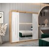 šatní skříň abi y1 s posuvnými dveřmi se zrcadlem - šířka 200 cm dub artisan + bílá