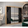 šatní skříň abi y1 s posuvnými dveřmi se zrcadlem - šířka 200 cm dub artisan + černá
