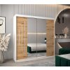 šatní skříň abi y1 s posuvnými dveřmi se zrcadlem - šířka 200 cm dub artisan + bílá