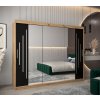 šatní skříň abi y2 s posuvnými dveřmi se zrcadlem - šířka 250 cm dub artisan + černá