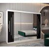 šatní skříň abi y2 s posuvnými dveřmi se zrcadlem - šířka 250 cm černá + bílá