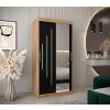 šatní skříň abi y2 s posuvnými dveřmi se zrcadlem - šířka 100 cm dub artisan + černá