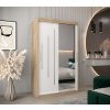 šatní skříň abi y2 s posuvnými dveřmi se zrcadlem - šířka 120 cm dub sonoma + bílá