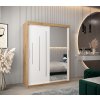 šatní skříň abi y2 s posuvnými dveřmi se zrcadlem - šířka 150 cm dub artisan + bílá