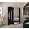 šatní skříň abi y2 s posuvnými dveřmi se zrcadlem - šířka 150 cm dub artisan + černá
