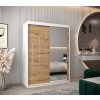 šatní skříň abi y2 s posuvnými dveřmi se zrcadlem - šířka 150 cm dub artisan + bílá