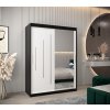 šatní skříň abi y2 s posuvnými dveřmi se zrcadlem - šířka 150 cm černá + bílá