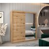 šatní skříň abi y2 s posuvnými dveřmi se zrcadlem - šířka 180 cm dub artisan