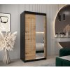 šatní skříň abi y2 s posuvnými dveřmi se zrcadlem - šířka 100 cm dub artisan + černá