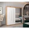 šatní skříň abi y2 s posuvnými dveřmi se zrcadlem - šířka 200 cm dub artisan + bílá