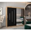šatní skříň abi y2 s posuvnými dveřmi se zrcadlem - šířka 200 cm dub artisan + černá