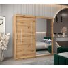 šatní skříň abi y2 s posuvnými dveřmi se zrcadlem - šířka 200 cm dub artisan