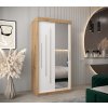šatní skříň abi y2 s posuvnými dveřmi se zrcadlem - šířka 100 cm dub artisan + bílá