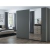 Šatní skříň Bastia s posuvnými dveřmi se zrcadlem - šířka 250 cm grafit