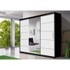 šatní skříň multi 23 s posuvnými dveřmi se zrcadlem - šířka 233 cm černá + bílá