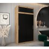 šatní skříň t0 s nástavcem s posuvnými dveřmi - šířka 120 cm dub artisan + černá