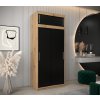 šatní skříň t0 s nástavcem s posuvnými dveřmi - šířka 100 cm dub artisan + černá