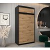 šatní skříň t0 s nástavcem s posuvnými dveřmi - šířka 120 cm dub artisan + černá