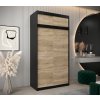 šatní skříň t0 s nástavcem s posuvnými dveřmi - šířka 120 cm dub sonoma + černá