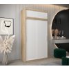 šatní skříň t0 s nástavcem s posuvnými dveřmi - šířka 120 cm dub sonoma + bílá
