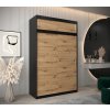 šatní skříň t0 s nástavcem s posuvnými dveřmi - šířka 150 cm dub artisan + černá