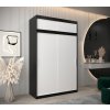 šatní skříň t0 s nástavcem s posuvnými dveřmi - šířka 150 cm černá + bílá