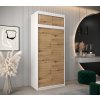 šatní skříň t0 s nástavcem s posuvnými dveřmi - šířka 100 cm dub artisan + bílá