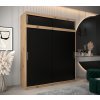 šatní skříň t0 s nástavcem s posuvnými dveřmi - šířka 200 cm dub artisan + černá