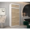 šatní skříň t0 s nástavcem s posuvnými dveřmi - šířka 100 cm dub sonoma + bílá