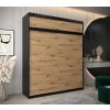 šatní skříň t0 s nástavcem s posuvnými dveřmi - šířka 200 cm dub artisan + černá