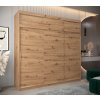 šatní skříň t0 s nástavcem s posuvnými dveřmi - šířka 250 cm dub artisan