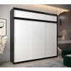 šatní skříň t0 s nástavcem s posuvnými dveřmi - šířka 250 cm černá + bílá