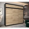 šatní skříň t0 s nástavcem s posuvnými dveřmi - šířka 250 cm dub sonoma + černá