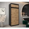šatní skříň t0 s nástavcem s posuvnými dveřmi - šířka 100 cm dub artisan + černá