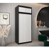 šatní skříň t0 s nástavcem s posuvnými dveřmi - šířka 100 cm černá + bílá