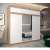 šatní skříň t1 s nástavcem s posuvnými dveřmi se zrcadlem - šířka 250 cm dub artisan + bílá
