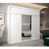šatní skříň t1 s nástavcem s posuvnými dveřmi se zrcadlem - šířka 250 cm bílá