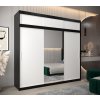 šatní skříň t1 s nástavcem s posuvnými dveřmi se zrcadlem - šířka 250 cm černá + bílá