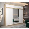 šatní skříň t1 s nástavcem s posuvnými dveřmi se zrcadlem - šířka 250 cm dub sonoma + bílá