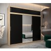 šatní skříň t1 s nástavcem s posuvnými dveřmi se zrcadlem - šířka 250 cm dub sonoma + černá